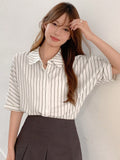 Shein DAZY Vertical Stripe Batwing Sleeve Shirt