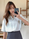 Shein DAZY Vertical Stripe Batwing Sleeve Shirt