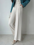 Shein DAZY Women Plain Asymmetric Waist Loose Straight-Leg Suit Pants
