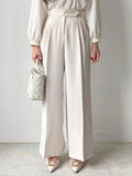Shein DAZY Women Plain Asymmetric Waist Loose Straight-Leg Suit Pants
