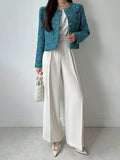 Shein DAZY Women Plain Asymmetric Waist Loose Straight-Leg Suit Pants