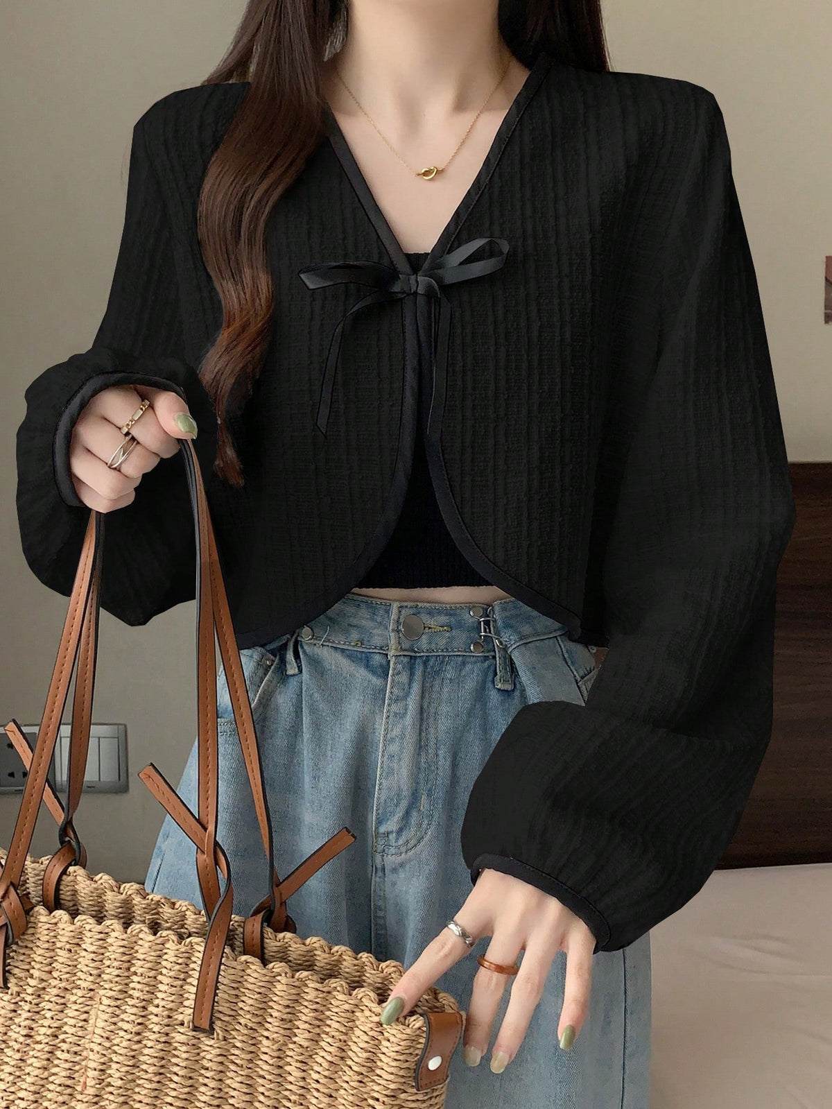 Women's Colorblock Lace-Up Long Sleeve Elegant Jacket Coat