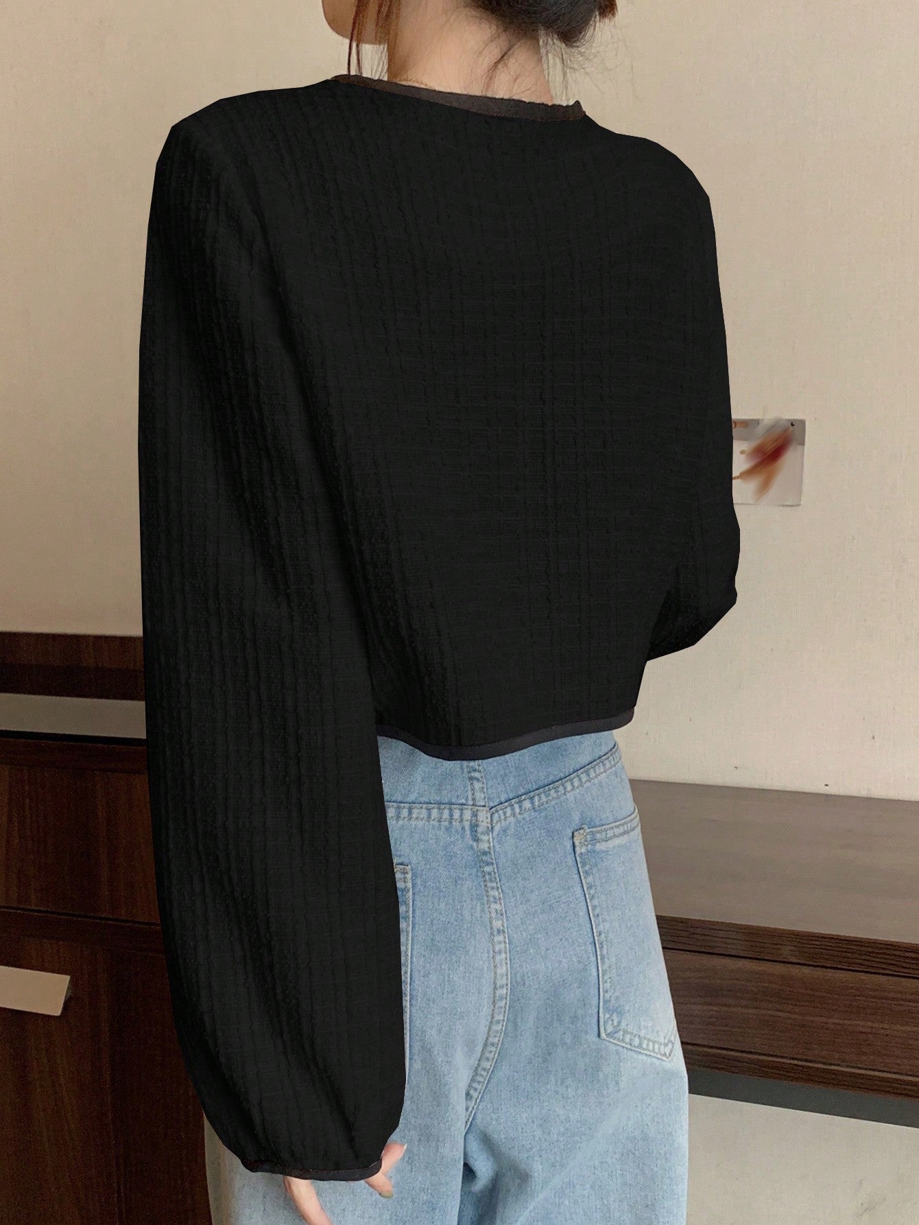 Women's Colorblock Lace-Up Long Sleeve Elegant Jacket Coat