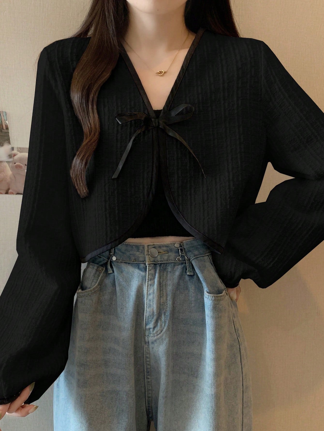 Women's Colorblock Lace-Up Long Sleeve Elegant Jacket Coat