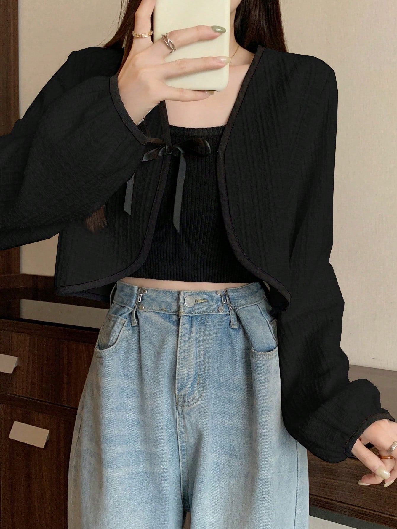 Women's Colorblock Lace-Up Long Sleeve Elegant Jacket Coat