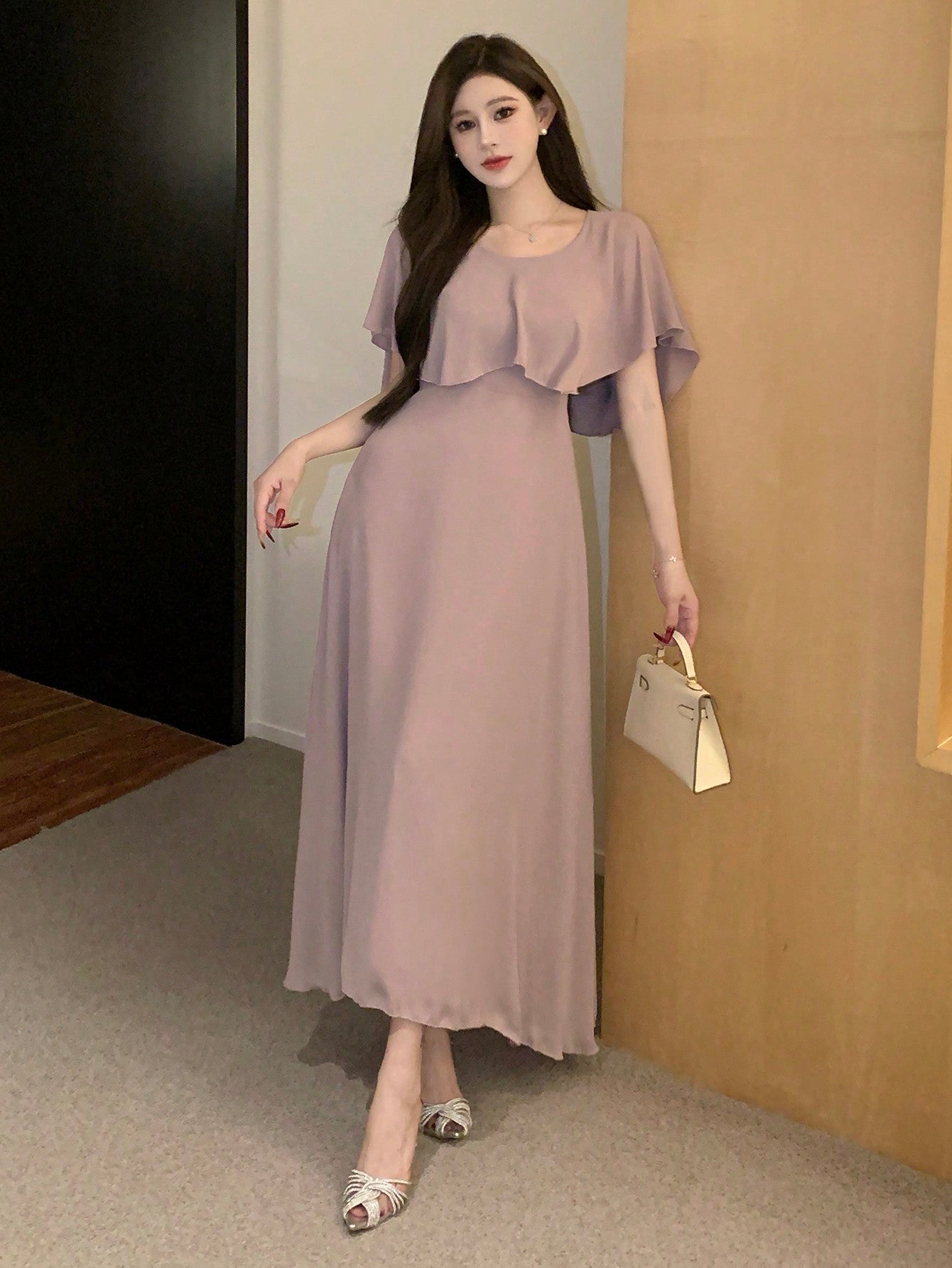 Shein DAZY Women's Elegant Solid Color Long Dress