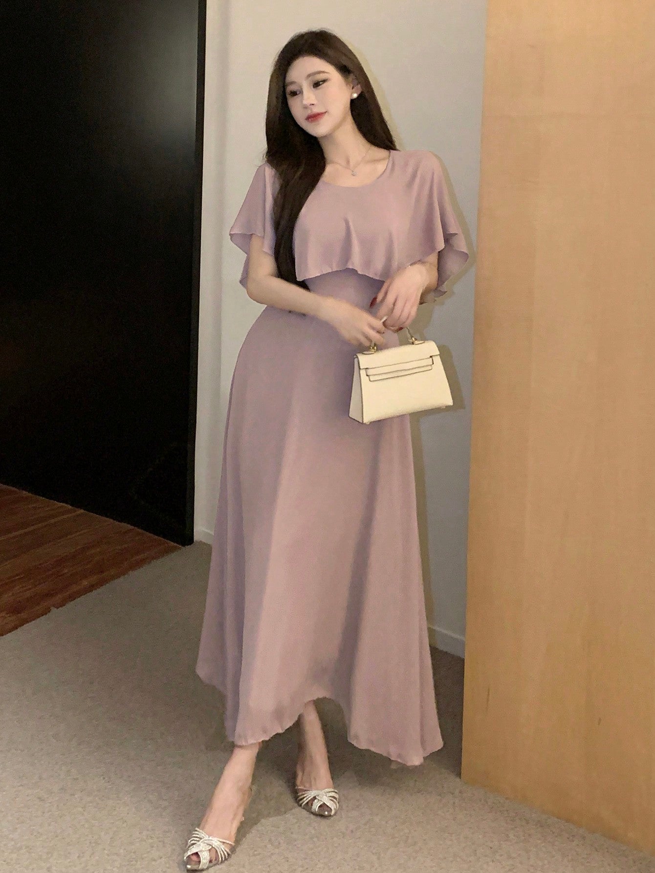 Shein DAZY Women's Elegant Solid Color Long Dress