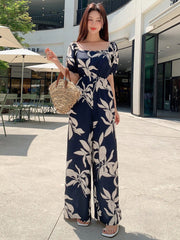 Shein DAZY Women's Floral Print Casual Vacation Jumpsuit With Adjustable Waist