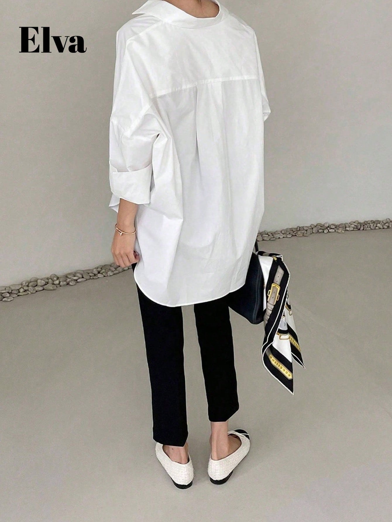 Long Sleeve Baggy Office Outfits For Women Work Tops