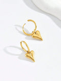 Shein European And American Style Fashionable Heart Shaped Glossy Pendant Stainless Steel Hoop Earrings