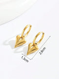 Shein European And American Style Fashionable Heart Shaped Glossy Pendant Stainless Steel Hoop Earrings