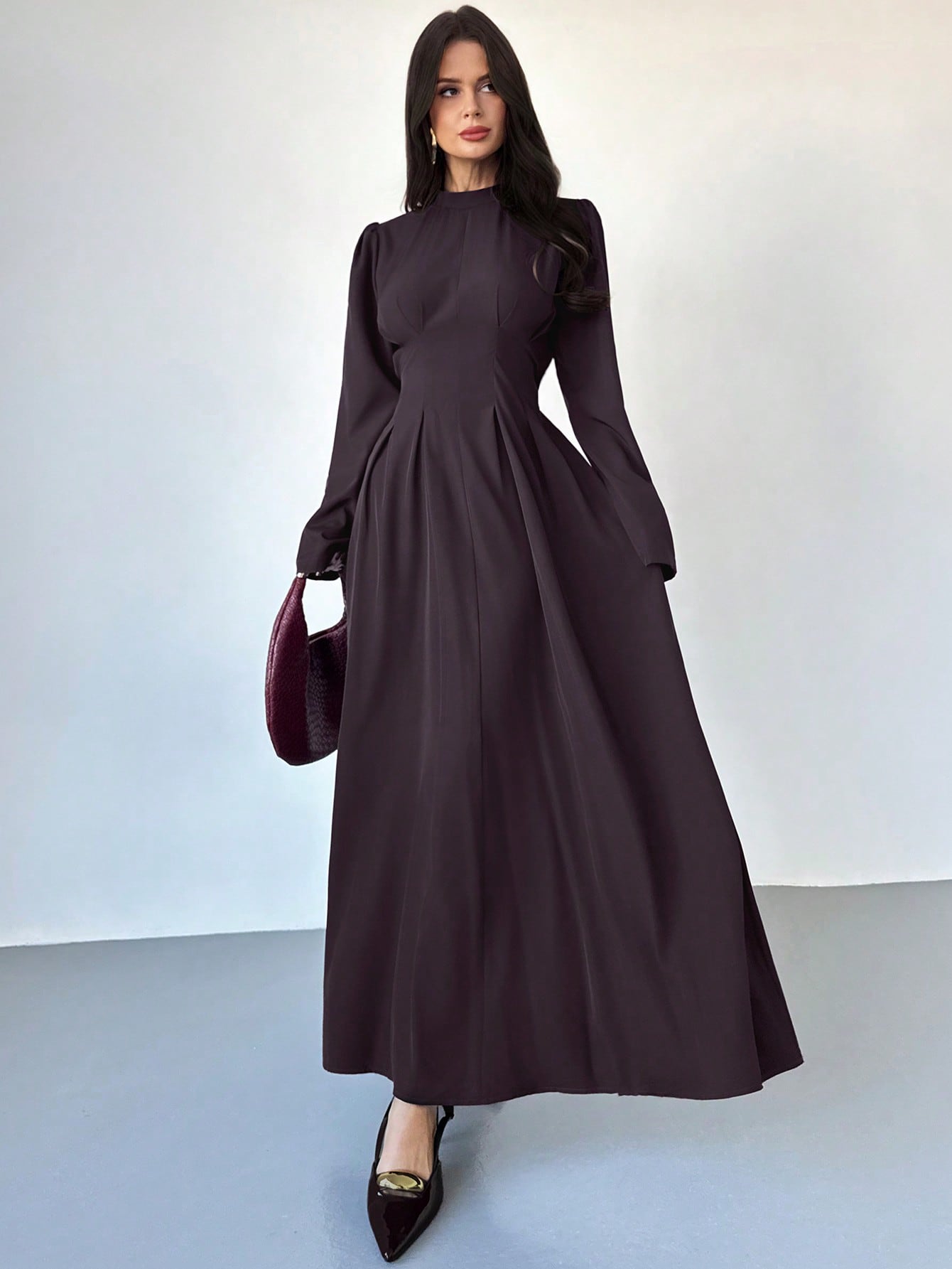 Elegant Solid Color Pullover Short Sleeve Minimalist Loose Fit Dress