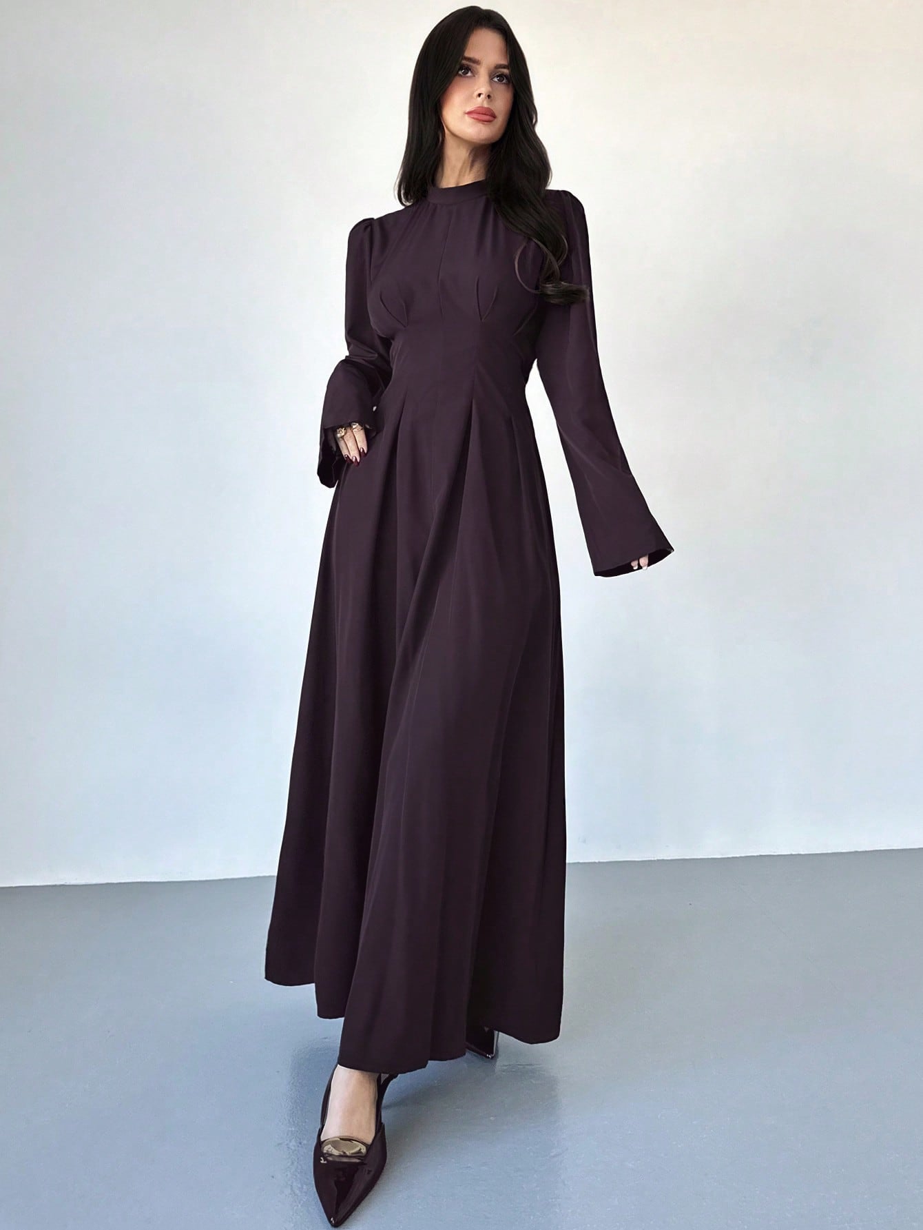 Elegant Solid Color Pullover Short Sleeve Minimalist Loose Fit Dress