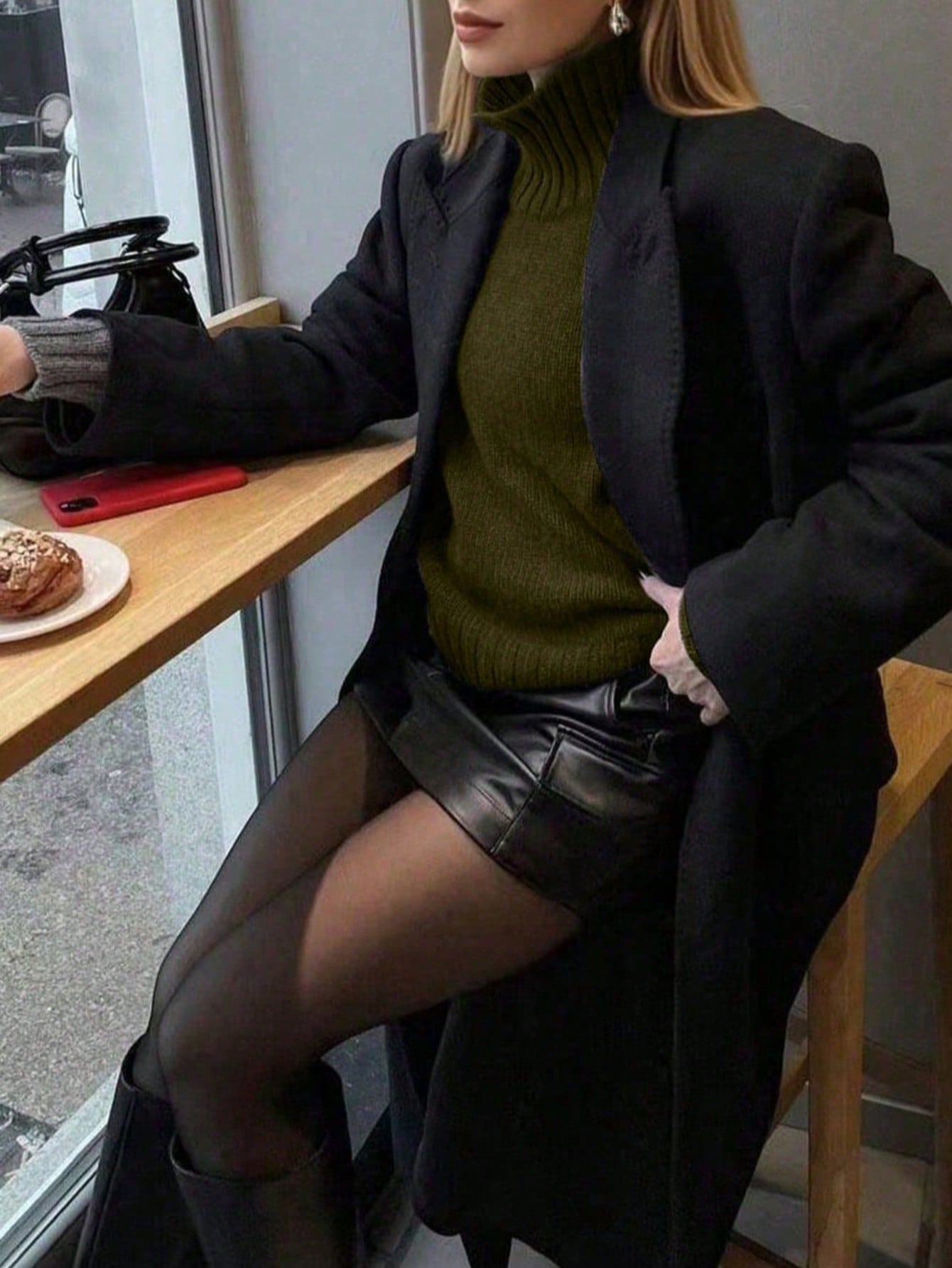 Solid Color High Neck Light Simple Commuting Style Sweater