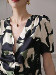 Shein French Women's Shirts, Summer Women's Casual Short-Sleeved Flowing Shirts