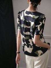 Shein French Women's Shirts, Summer Women's Casual Short-Sleeved Flowing Shirts