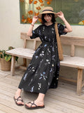 Shein FRIFUL Women's Floral Print Round Neck Short Sleeve Casual Dress