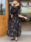 Shein FRIFUL Women's Floral Print Round Neck Short Sleeve Casual Dress