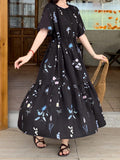 Shein FRIFUL Women's Floral Print Round Neck Short Sleeve Casual Dress