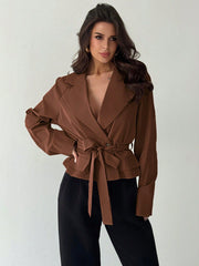 Three-Dimensional Pocket Belt Women's Thin Windbreaker Jacket