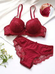 Floral Lace Underwire Bra & Panty Lingerie Set
