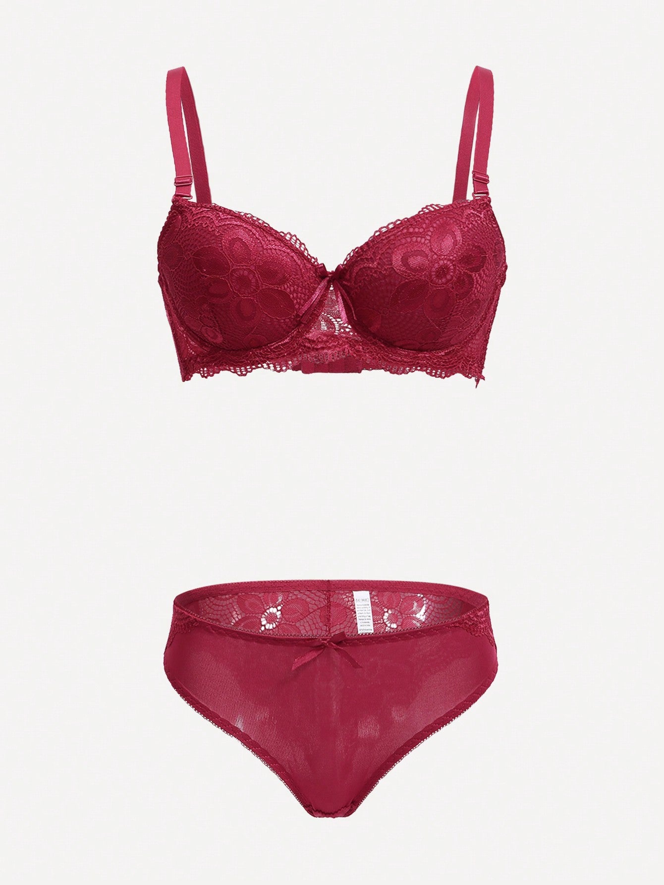 Floral Lace Underwire Bra & Panty Lingerie Set