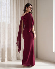 Cape Sleeve Fitted Elegant Dress