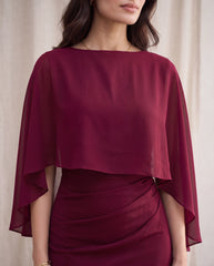 Cape Sleeve Fitted Elegant Dress