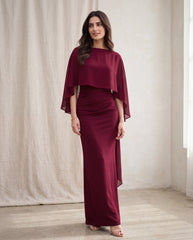 Cape Sleeve Fitted Elegant Dress
