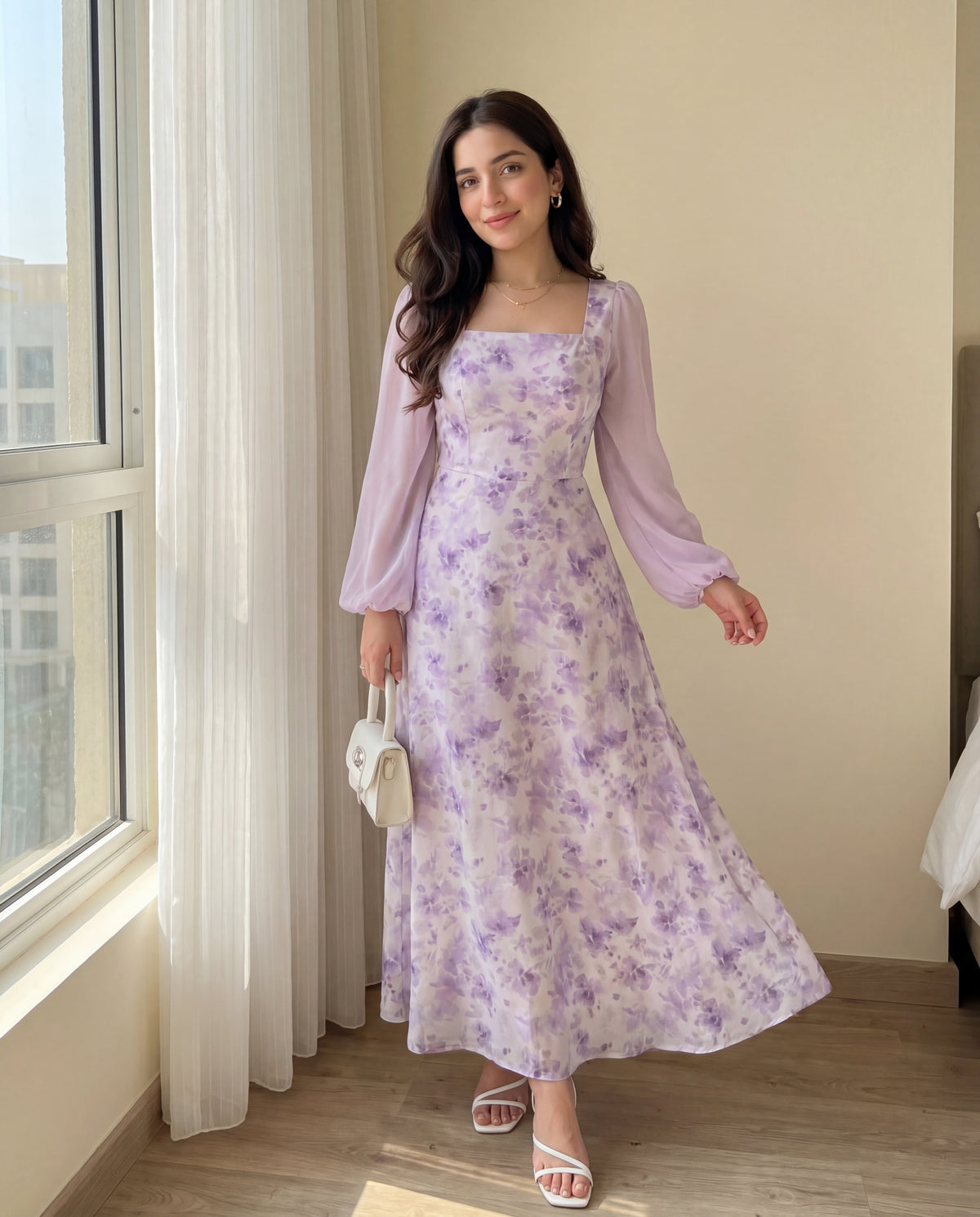 Printed Square Neck Summer Dress