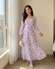 Printed Square Neck Summer Dress