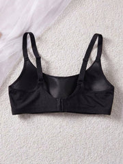 Comfortable Black Casual Stripe Wireless Soft Cup Solid Bralette