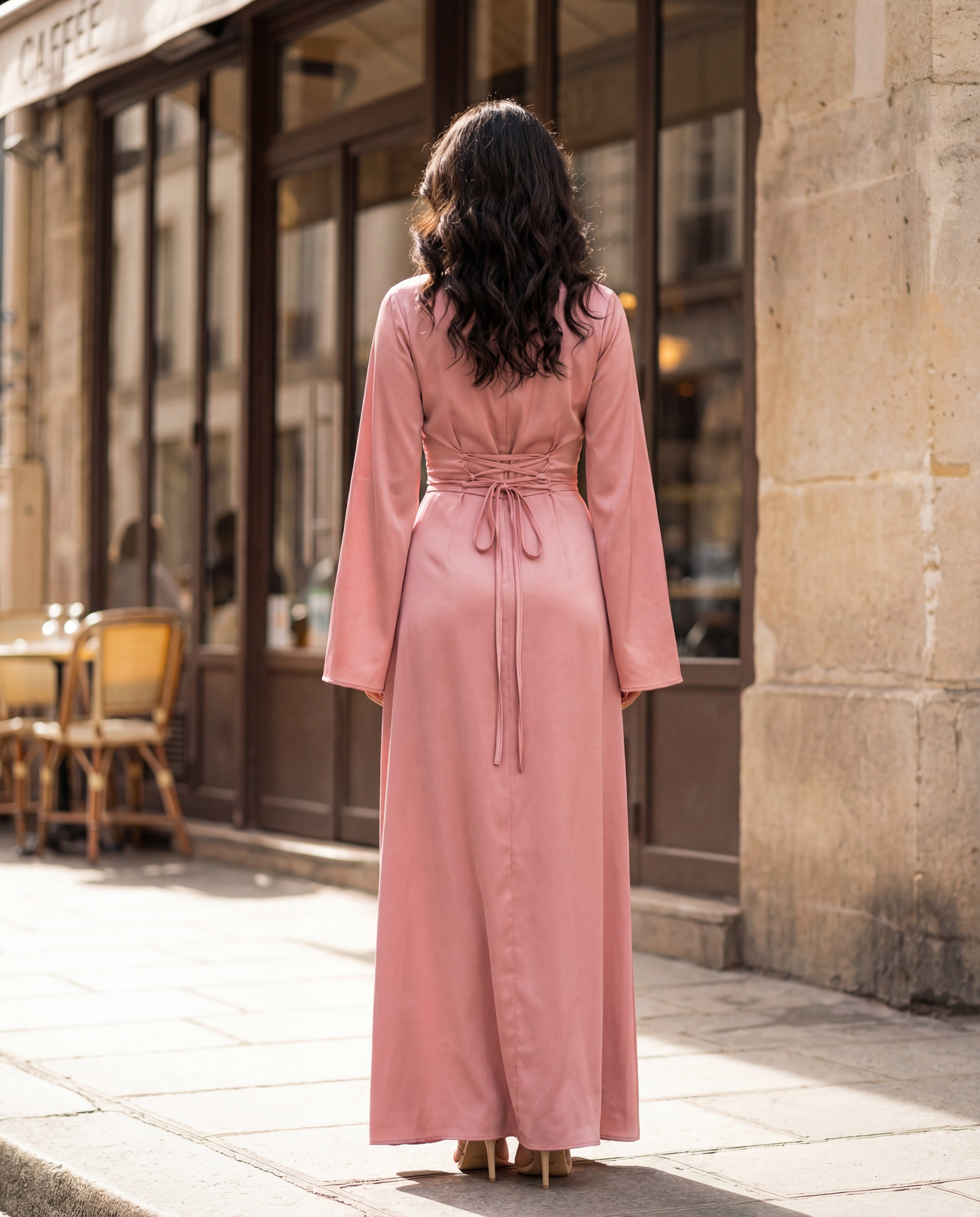 Long Dress With Flared Sleeves And A-Line