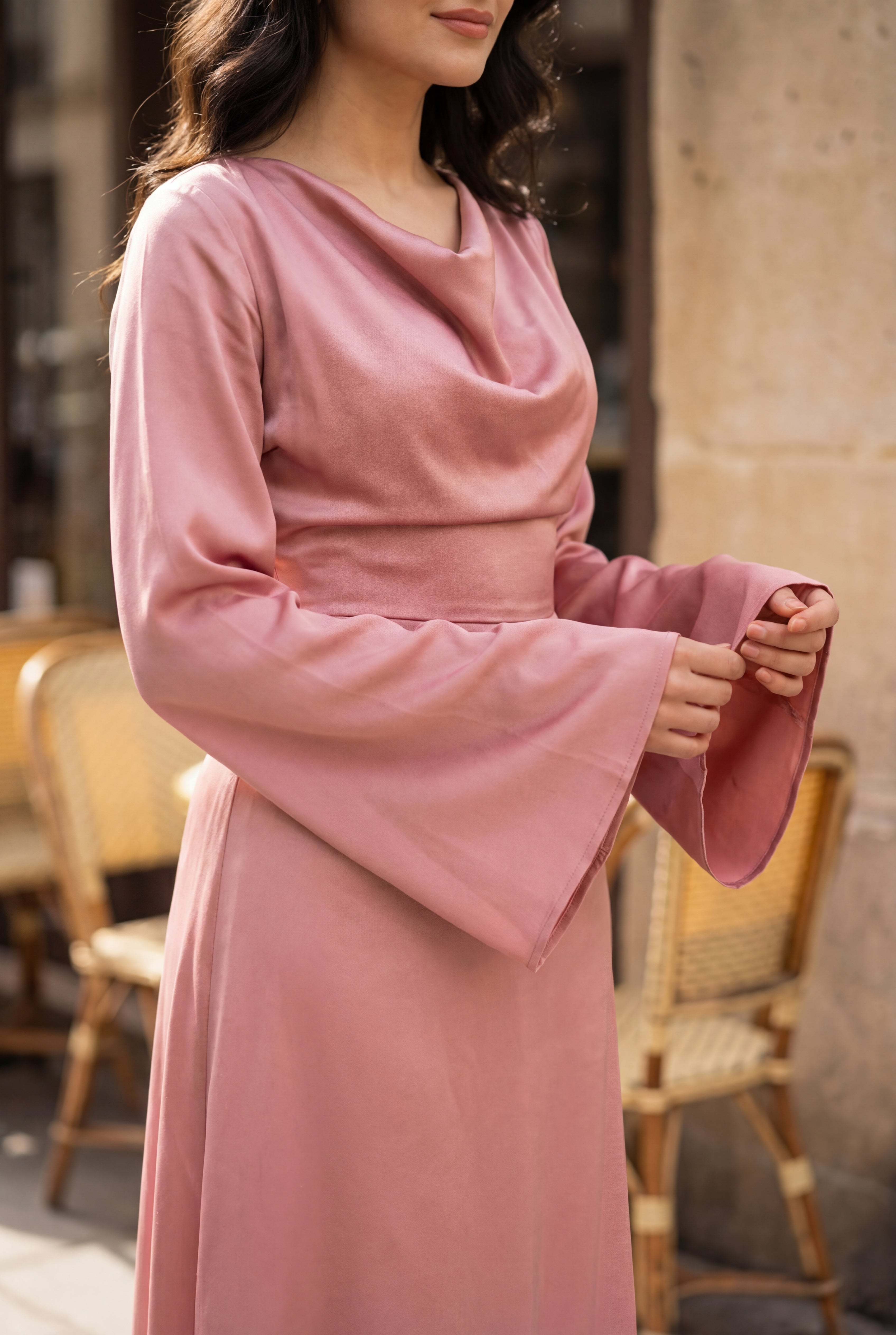 Long Dress With Flared Sleeves And A-Line