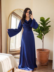 Long Dress with Flare Sleeves And A-Line Flowy Skirt