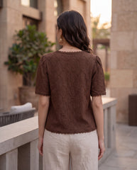 Simple Solid Color Textured Front Button Short Sleeve Shirt