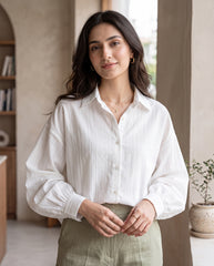 Casual Loose Long Sleeve Collared Shirt