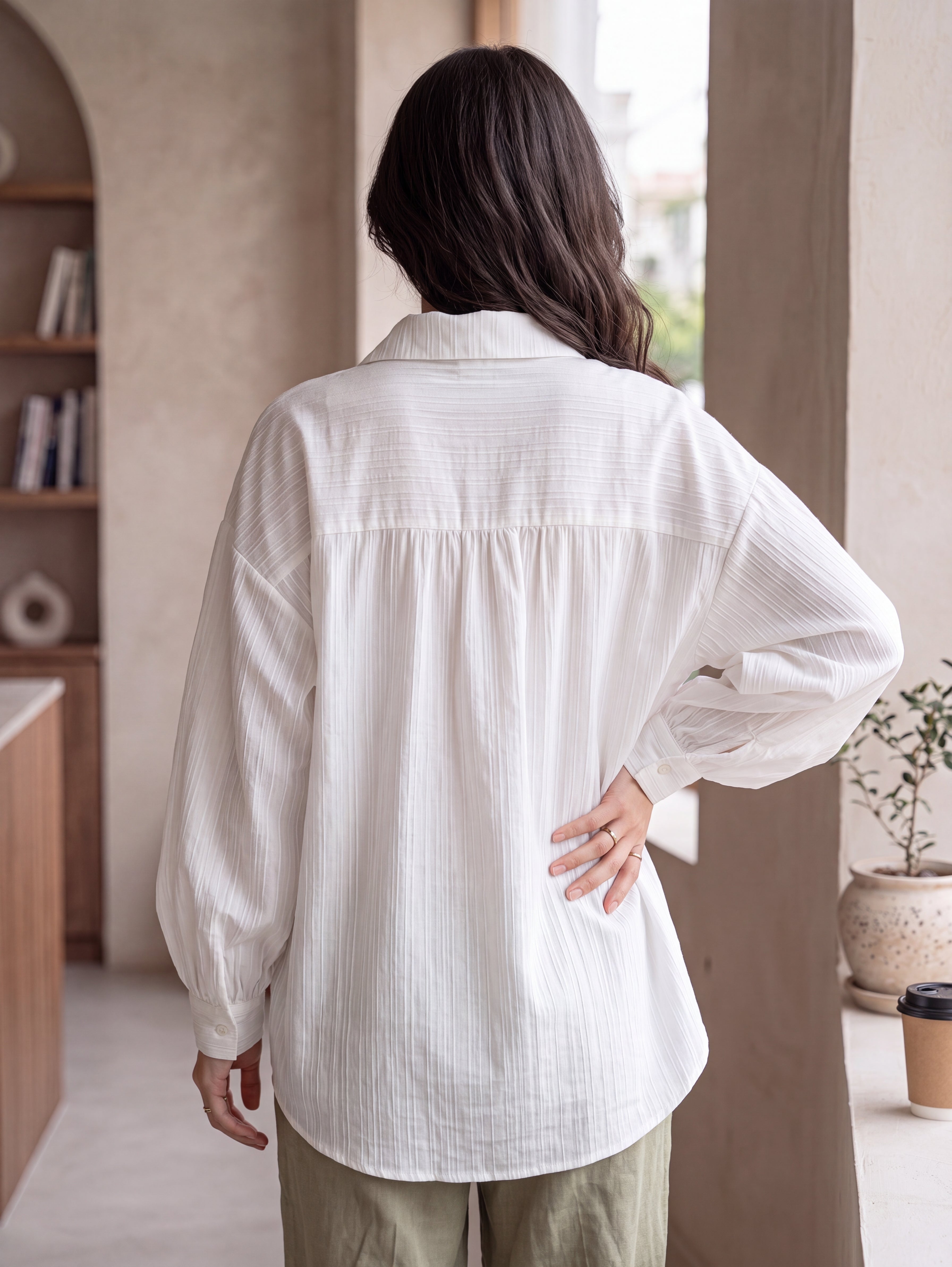Casual Loose Long Sleeve Collared Shirt