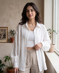 Casual Loose Long Sleeve Collared Shirt