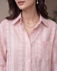 Casual Embroidered Jacquard Blouse