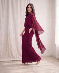 Cape Sleeve Fitted Elegant Dress