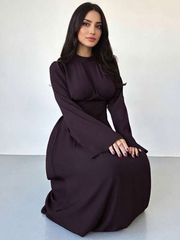 Elegant Solid Color Pullover Short Sleeve Minimalist Loose Fit Dress