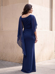 Poncho Design Fitted Elegant Dress