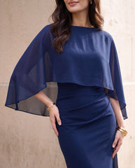 Poncho Design Fitted Elegant Dress