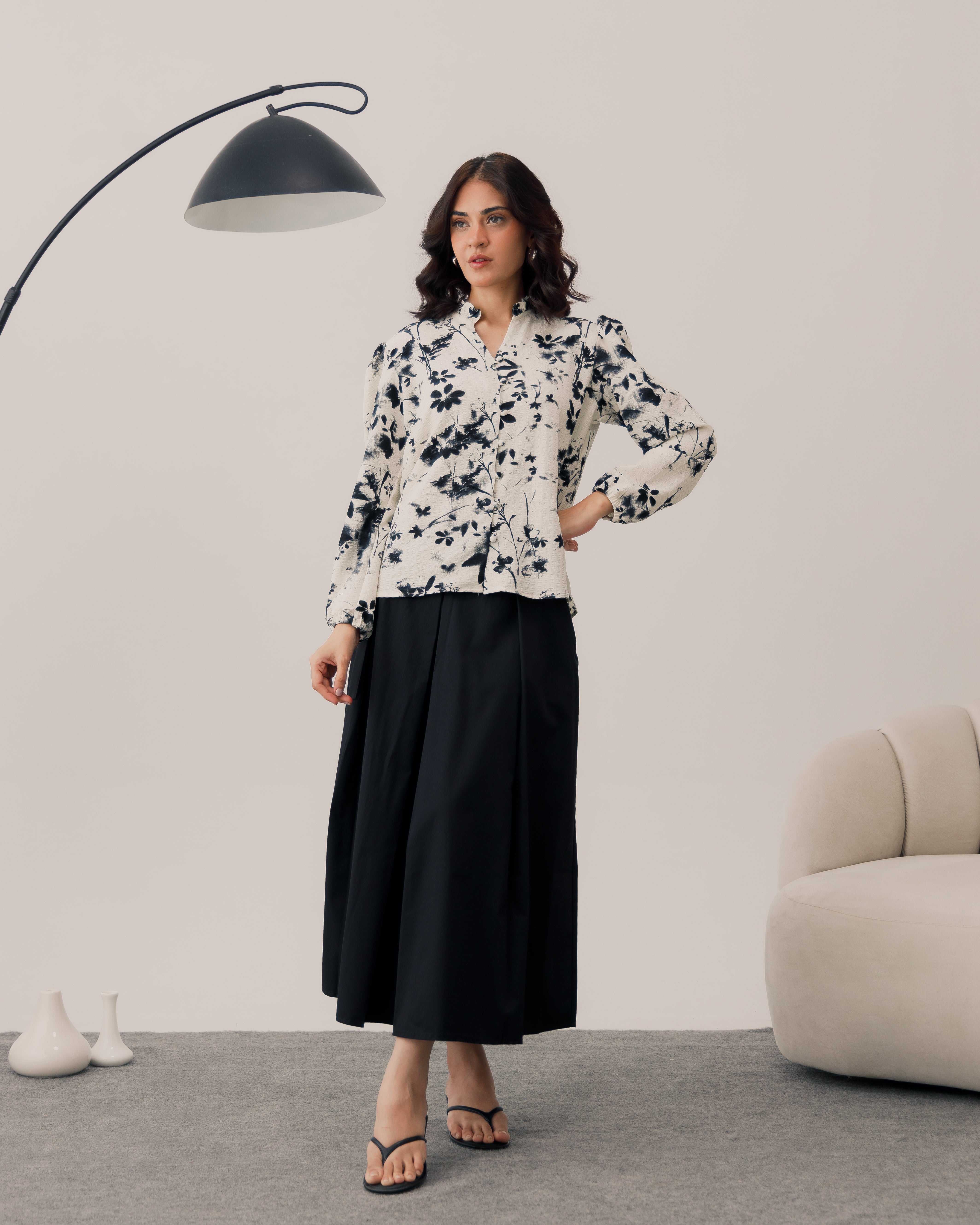 Midnight Bloom Printed Blouse