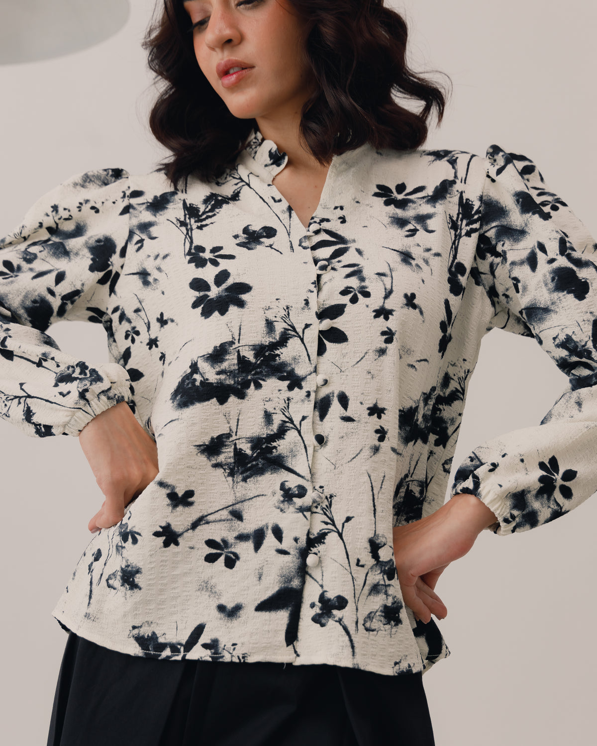 Midnight Bloom Printed Blouse
