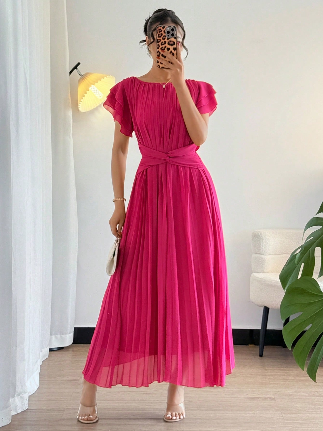 Shein Islaluna French Casual Gorgeous Romantic Belt Style Ladies Elegant Dress