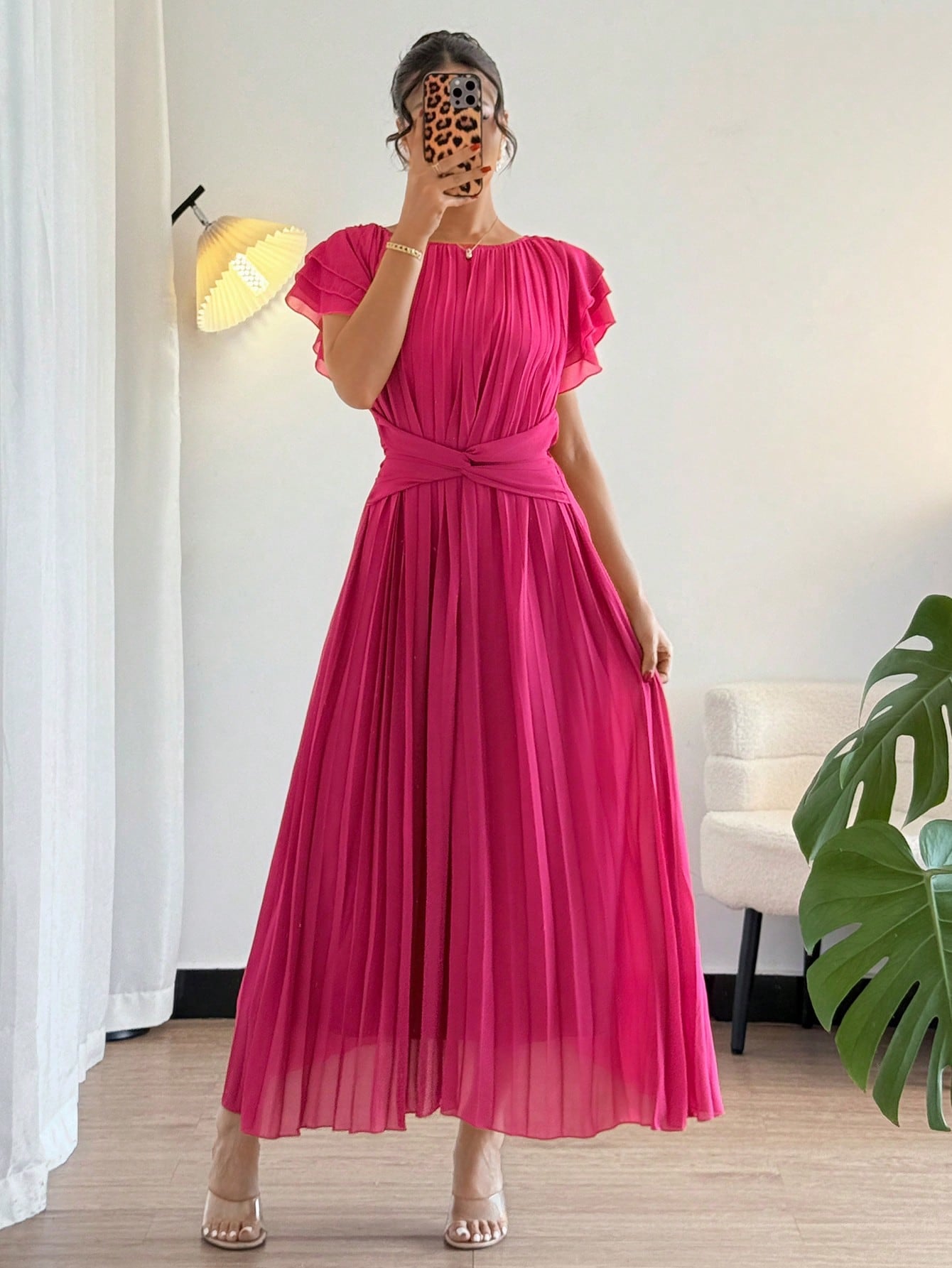 Shein Islaluna French Casual Gorgeous Romantic Belt Style Ladies Elegant Dress