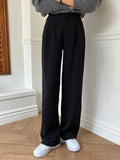 Shein Joudiya Women's Casual Business Solid Color Straight Leg Pants
