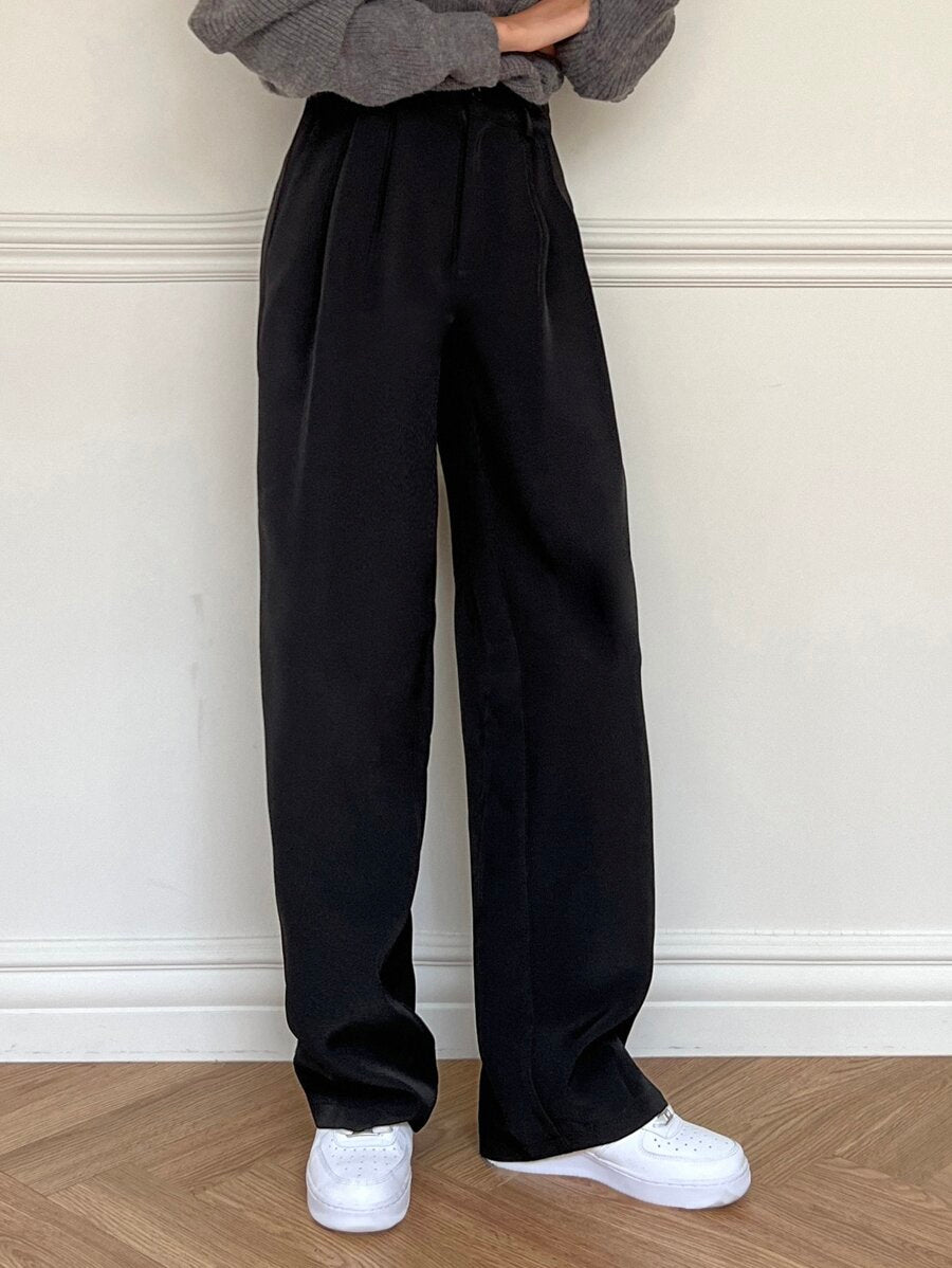 Shein Joudiya Women's Casual Business Solid Color Straight Leg Pants
